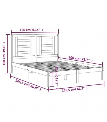vidaXL Bed Frame without Mattress 150x200 cm Solid Wood Pine