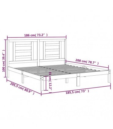vidaXL Bed Frame without Mattress White 180x200 cm Solid Wood