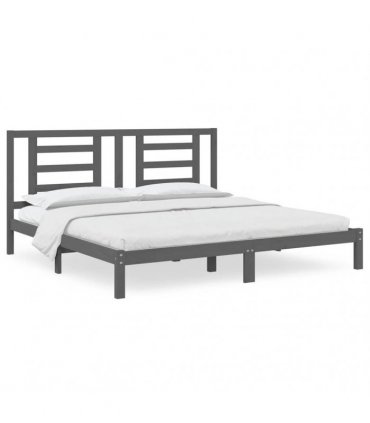 vidaXL Bed Frame without Mattress Grey 200x200 cm Solid Wood Pine