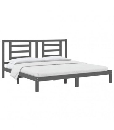 vidaXL Bed Frame without Mattress Grey 200x200 cm Solid Wood Pine