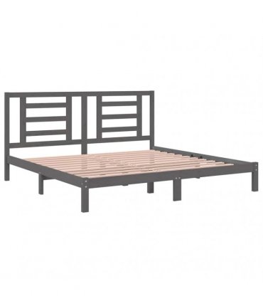vidaXL Bed Frame without Mattress Grey 200x200 cm Solid Wood Pine