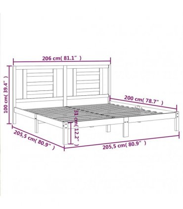 vidaXL Bed Frame without Mattress Grey 200x200 cm Solid Wood Pine