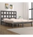 vidaXL Bed Frame without Mattress Grey 200x200 cm Solid Wood Pine