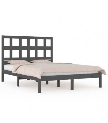 vidaXL Bed Frame without Mattress Grey 200x200 cm Solid Wood Pine