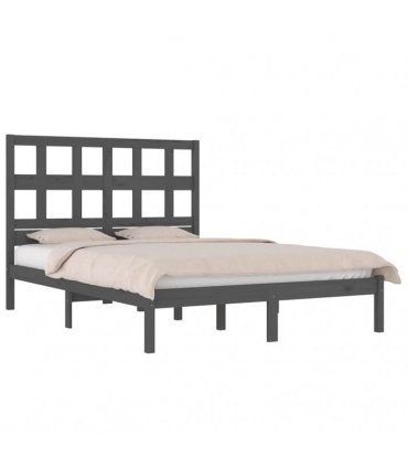 vidaXL Bed Frame without Mattress Grey 200x200 cm Solid Wood Pine