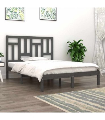 vidaXL Bed Frame without Mattress Grey 200x200 cm Solid Wood Pine