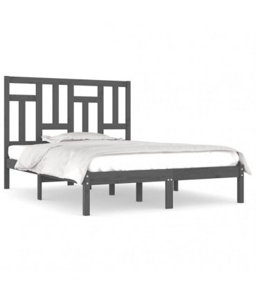vidaXL Bed Frame without Mattress Grey 200x200 cm Solid Wood Pine