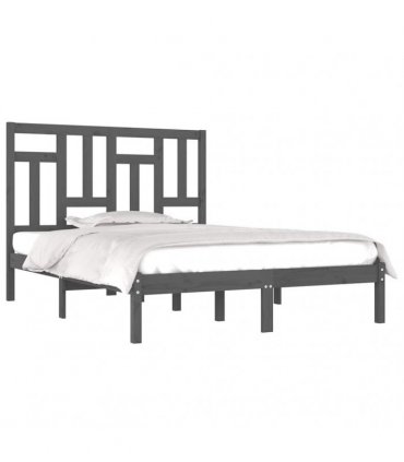 vidaXL Bed Frame without Mattress Grey 200x200 cm Solid Wood Pine