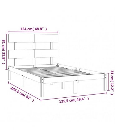 vidaXL Bed Frame without Mattress 120x200 cm Solid Wood