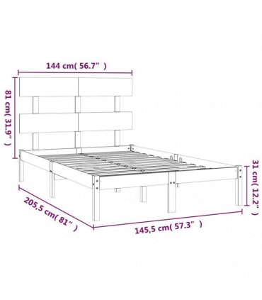 vidaXL Bed Frame without Mattress 140x200 cm Solid Wood