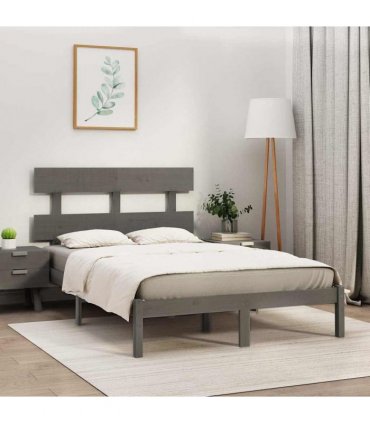 vidaXL Bed Frame without Mattress Grey 200x200 cm Solid Wood