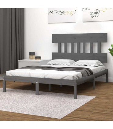 vidaXL Bed Frame without Mattress Grey 200x200 cm Solid Wood