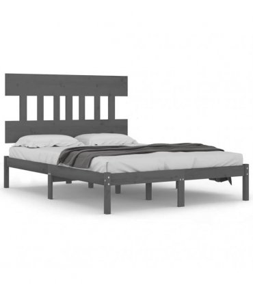 vidaXL Bed Frame without Mattress Grey 200x200 cm Solid Wood