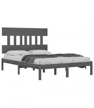 vidaXL Bed Frame without Mattress Grey 200x200 cm Solid Wood