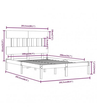 vidaXL Bed Frame without Mattress Grey 200x200 cm Solid Wood