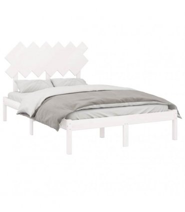 vidaXL Bed Frame without Mattress White 135x190 cm Solid Wood