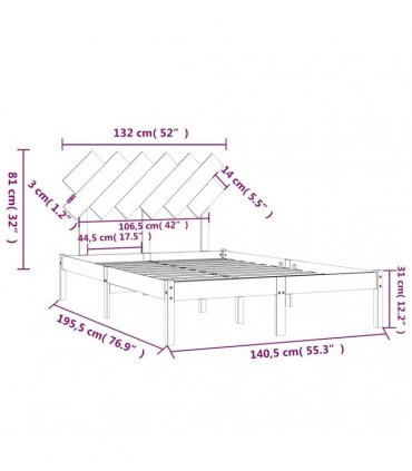 vidaXL Bed Frame without Mattress White 135x190 cm Solid Wood