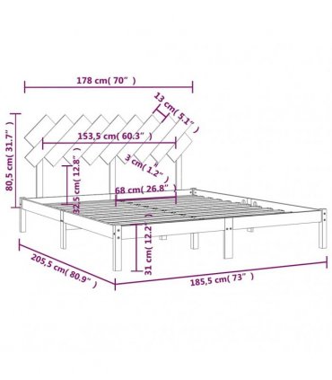 vidaXL Bed Frame without Mattress White 180x200 cm Solid Wood