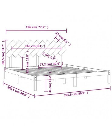 vidaXL Bed Frame without Mattress Grey 200x200 cm Solid Wood