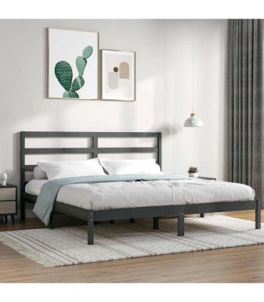 vidaXL Bed Frame without Mattress Grey 200x200 cm Solid Wood Pine