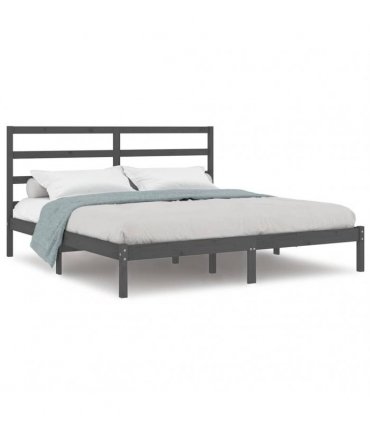 vidaXL Bed Frame without Mattress Grey 200x200 cm Solid Wood Pine