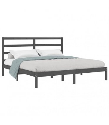 vidaXL Bed Frame without Mattress Grey 200x200 cm Solid Wood Pine