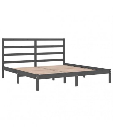 vidaXL Bed Frame without Mattress Grey 200x200 cm Solid Wood Pine