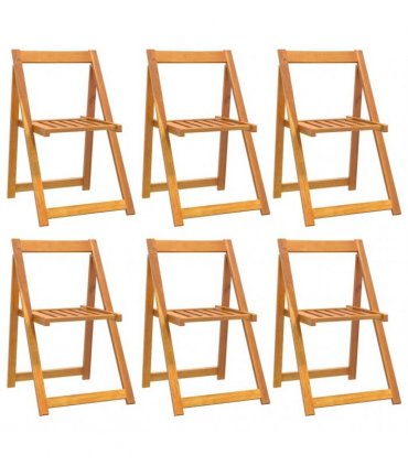 vidaXL Folding Chairs 6 pcs Solid Wood Acacia