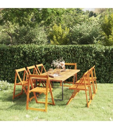 vidaXL Folding Chairs 8 pcs Solid Wood Acacia