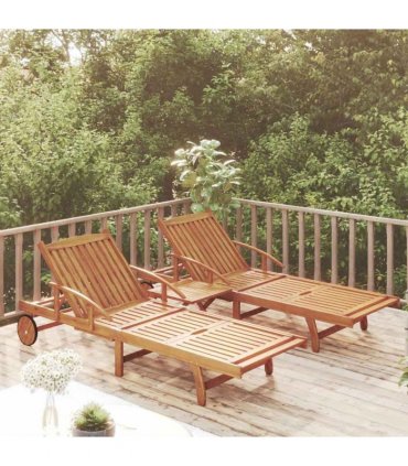 vidaXL 2 Piece Sunlounger Set with Table Solid Wood Acacia
