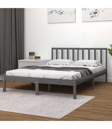 vidaXL Bed Frame without Mattress Grey Solid Wood Pine 200x200 cm