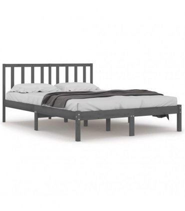 vidaXL Bed Frame without Mattress Grey Solid Wood Pine 200x200 cm