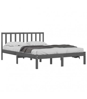 vidaXL Bed Frame without Mattress Grey Solid Wood Pine 200x200 cm