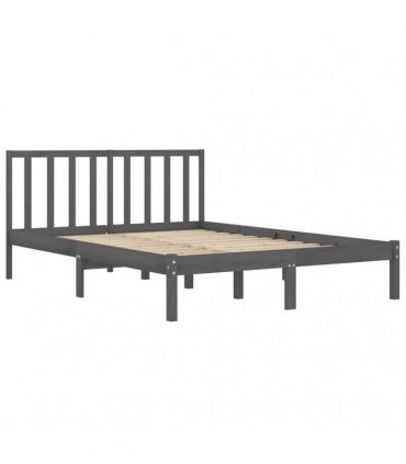 vidaXL Bed Frame without Mattress Grey Solid Wood Pine 200x200 cm
