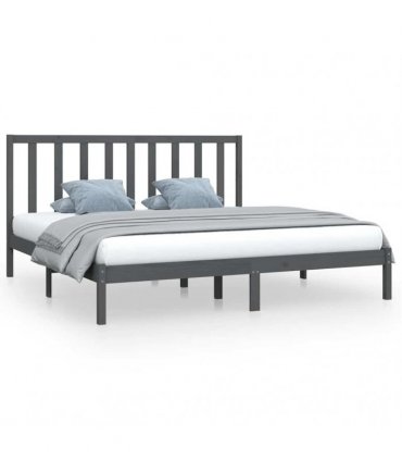 vidaXL Bed Frame without Mattress Grey Solid Wood Pine 200x200 cm