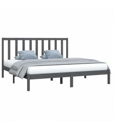 vidaXL Bed Frame without Mattress Grey Solid Wood Pine 200x200 cm