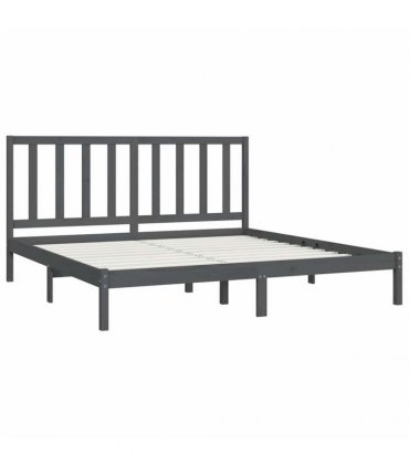 vidaXL Bed Frame without Mattress Grey Solid Wood Pine 200x200 cm