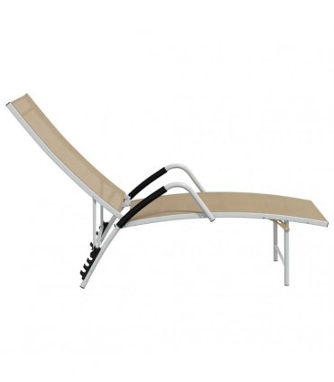 vidaXL Sun Lounger Textilene and Aluminium Cream