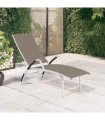 vidaXL Sun Lounger Textilene and Aluminium Taupe