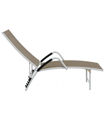 vidaXL Sun Lounger Textilene and Aluminium Taupe
