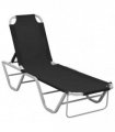 vidaXL Sun Lounger Aluminium and Textilene Black