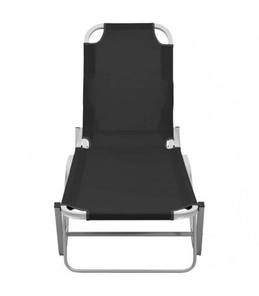 vidaXL Sun Lounger Aluminium and Textilene Black