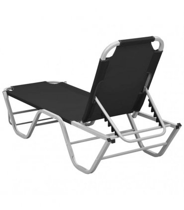 vidaXL Sun Lounger Aluminium and Textilene Black