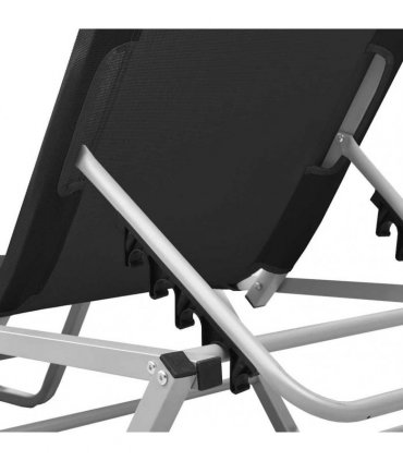 vidaXL Sun Lounger Aluminium and Textilene Black