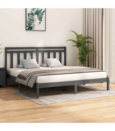 vidaXL Bed Frame without Mattress Grey 200x200 cm Solid Wood