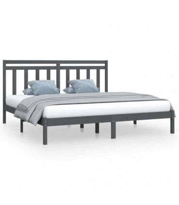 vidaXL Bed Frame without Mattress Grey 200x200 cm Solid Wood