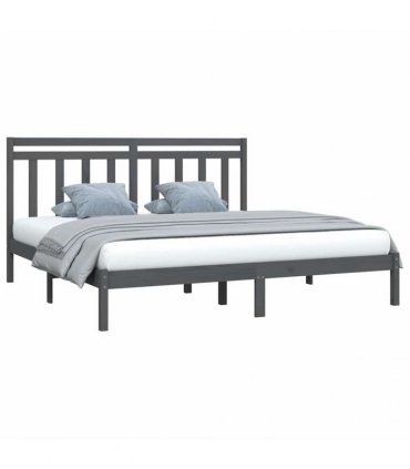 vidaXL Bed Frame without Mattress Grey 200x200 cm Solid Wood