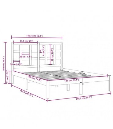 vidaXL Bed Frame without Mattress 135x190 cm Solid Wood