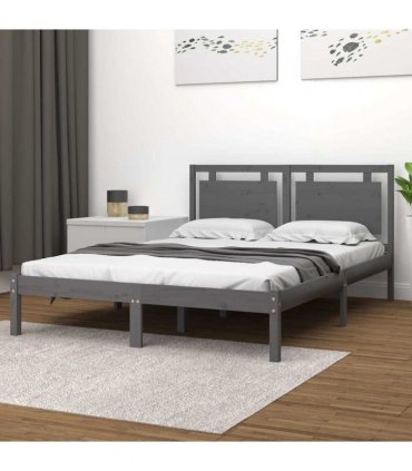 vidaXL Bed Frame without Mattress Grey 200x200 cm Solid Wood