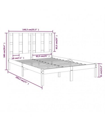 vidaXL Bed Frame without Mattress 135x190 cm Solid Wood